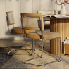 Buy Dining Chair - Upholstered in Velvet - Wood and Rattan -  Wanda Dark green 60454 in the United Kingdom