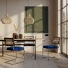 Buy Wooden Dining Chair with Armrests - Velvet Upholstery - Wood & Rattan -  Jenka Dark grey 60458 - prices