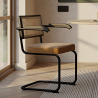 Buy Dining Chair, Natural Rattan And Velvet, Black Legs - Nema Mustard 60459 in the United Kingdom