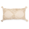 Buy Rectangular Cushion in Boho Bali Style, Cotton cover + filling - Doreen Cream 60220 - in the UK
