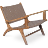 Buy Armchair with Armrests - Boho Bali Design Armchair - Wood and Leather - Grau Brown 60466 in the United Kingdom