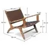 Buy Armchair with Armrests - Boho Bali Design Armchair - Wood and Leather - Grau Brown 60466 in the United Kingdom