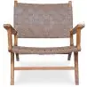 Buy Armchair with Armrests - Boho Bali Design Armchair - Wood and Leather - Grau Brown 60466 at MyFaktory