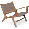Buy Armchair, Bali Boho Style, Leather and teak wood - Grau Brown 60466 - in the UK