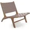Buy Armchair - Boho Bali Design Armchair - Wood and Leather - Grau Brown 60469 - in the UK