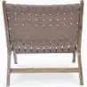 Buy Armchair - Boho Bali Design Armchair - Wood and Leather - Grau Brown 60469 - in the UK