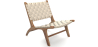 Buy Handcrafted Armchair with Boho Bali Design in Wood and Linen - Grau Taupe 60470 - in the UK