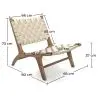 Buy Handcrafted Armchair with Boho Bali Design in Wood and Linen - Grau Beige 60470 in the United Kingdom