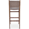 Buy Bar stool with backrest, Bali Boho Style, Leather and Teak Wood - Grau Brown 60471 - in the UK
