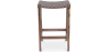 Buy Bar Stool in Bali Boho Style, Leather and Teak Wood - Grau Brown 60472 - in the UK
