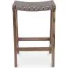 Buy Bar Stool in Bali Boho Style, Leather and Teak Wood - Grau Brown 60472 - prices