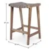 Buy Bar Stool in Bali Boho Style, Leather and Teak Wood - Grau Brown 60472 - in the UK