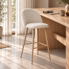 Buy Stool Upholstered in Bouclé Fabric - Scandinavian Design - Bennett White 60481 - prices