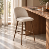 Buy Stool Upholstered in Bouclé Fabric - Scandinavian Design - Bennett White 60482 - prices