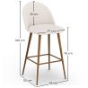 Buy Stool Upholstered in Bouclé Fabric - Scandinavian Design - Bennett White 60482 - prices