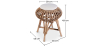 Buy Low Round Stool in Boho Bali Design, Rattan and Canvas - Yuva White 60284 home delivery