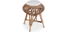 Buy Low Round Stool in Boho Bali Design, Rattan and Canvas - Yuva White 60284 - in the UK