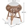 Buy Low Round Stool in Boho Bali Design, Rattan and Canvas - Yuva White 60284 in the United Kingdom