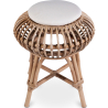Buy Low Round Stool in Boho Bali Design, Rattan and Canvas - Yuva White 60284 at MyFaktory