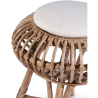 Buy Low Round Stool in Boho Bali Design, Rattan and Canvas - Yuva White 60284 home delivery