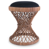 Buy Low Garden Stool with Cushion in Boho Bali Design, Rattan - Tambour Black 60288 - prices