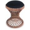 Buy Low Garden Stool with Cushion in Boho Bali Design, Rattan - Tambour Black 60288 - in the UK