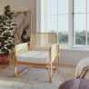 Buy Rattan Armchair with Cushion, Boho Bali Design - Leta White 60300 in the United Kingdom