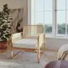 Buy Rattan Armchair with Cushion, Boho Bali Design - Leta White 60300 - in the UK
