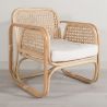 Buy Rattan Armchair with Cushion, Boho Bali Design - Leta White 60300 home delivery