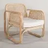 Buy Rattan Armchair with Cushion, Boho Bali Design - Leta White 60300 home delivery