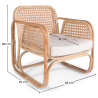 Buy Rattan Armchair with Cushion, Boho Bali Design - Leta White 60300 in the United Kingdom