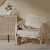 Buy Rattan Armchair with Cushion, Boho Bali Design - Leta White 60300 home delivery