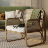 Buy Rattan Armchair with Cushion, Boho Bali Design - Leta White 60300 - in the UK