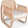 Buy Rattan Armchair with Cushion, Boho Bali Design - Leta White 60300 in the United Kingdom