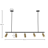 Buy Rail Ceiling Lamp - 5 Adjustable Gold Spotlights - 110CM - Lark Gold 60518 - in the UK