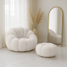 Buy Upholstered Armchair with Ottoman - White Boucle - Calera White 60542 - prices