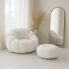 Buy Upholstered Armchair with Ottoman - White Boucle - Calera White 60542 - prices