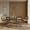 Buy Pack Hairpin Dining Table 150x90 & 6 Black Mesh Rattan and Velvet Chairs - Nema Mustard 60559 - in the UK