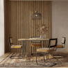 Buy Pack Hairpin Dining Table 120x90 & 4 Black Mesh Rattan and Velvet Chairs - Nema Mustard 60567 - in the UK