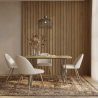 Buy Pack Hairpin Dining Table 120x90 & 4 Bouclé Upholstered Chairs - Bennett White 60571 - in the UK