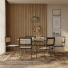 Buy Pack Hairpin Dining Table 150x90 & 6 Black Rattan Mesh Chairs - Canvas Black 60578 - in the UK