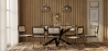 Buy Pack Industrial Wooden Table (200cm) & 8 Rattan Mesh and Black Wood Chairs - Canvas Black 60590 - in the UK
