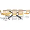 Buy Pack Industrial Wooden Table (200cm) & 8 Rattan and Velvet Mesh Chairs - Wanda Mustard 60593 - prices