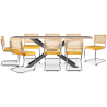 Buy Pack Industrial Wooden Table (200cm) & 8 Rattan and Velvet Mesh Chairs - Wanda Mustard 60593 - prices