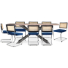 Buy Pack Industrial Wooden Table (200cm) & 8 Rattan and Velvet Mesh Chairs - Jenka Dark blue 60594 - prices
