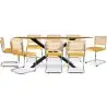 Buy Pack Industrial Wooden Table (220cm) & 8 Rattan and Velvet Mesh Chairs - Wanda Mustard 60596 - prices