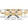 Buy Pack Industrial Wooden Table (220cm) & 8 Rattan and Velvet Mesh Chairs - Wanda Mustard 60596 in the United Kingdom