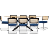 Buy Pack Industrial Wooden Table (220cm) & 8 Rattan and Velvet Mesh Chairs - Jenka Dark blue 60597 at MyFaktory