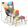 Buy Armchair with ottoman patchwork upholstery scandinavian design - Mero Multicolour 60535 with a guarantee