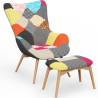 Buy Armchair with ottoman patchwork upholstery scandinavian design - Mero Multicolour 60535 - in the UK